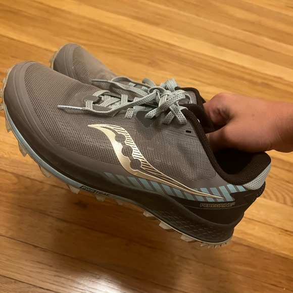 Saucony Women's Peregrine Brown and Light Blue Hiking Shoes Size 9W - Picture 9 of 11